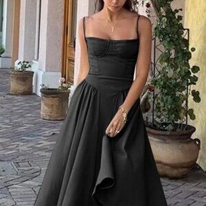 Sweetheart Neck Ruched Midi Dress | New Sleeveless A-Line Formal Dress